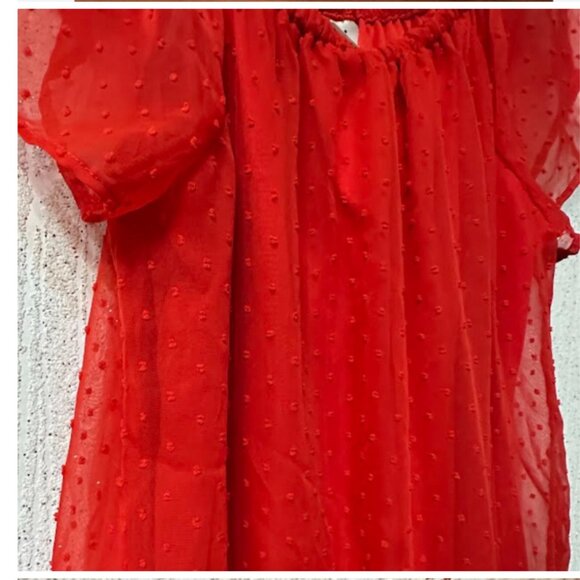 Wrapper Women’s Red Summer Chiffon Overlay Dress With Lining Size: M - Picture 5 of 8